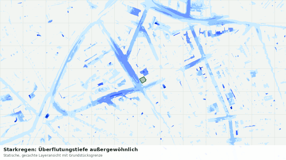 Statische Kartenansicht: Starkregen: Überflutungstiefe außergewöhnlich