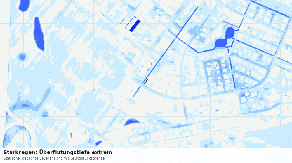 Statische Kartenansicht: Starkregen: Überflutungstiefe extrem