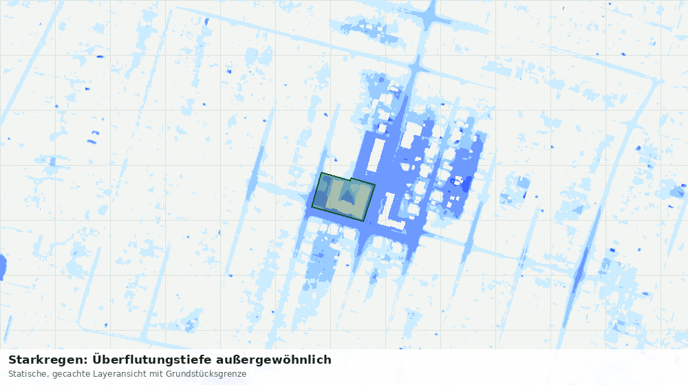Statische Kartenansicht: Starkregen: Überflutungstiefe außergewöhnlich