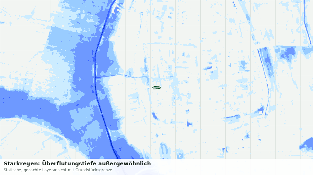 Statische Kartenansicht: Starkregen: Überflutungstiefe außergewöhnlich