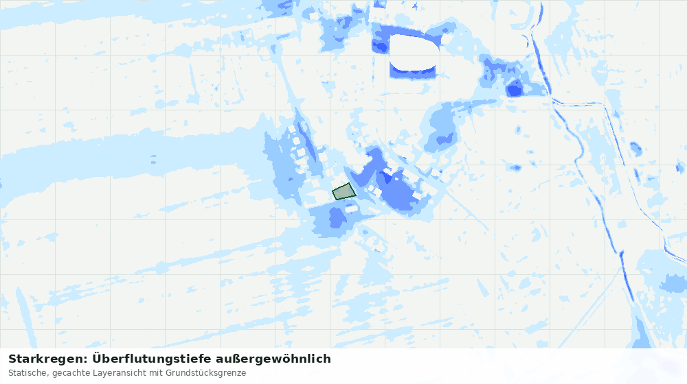 Statische Kartenansicht: Starkregen: Überflutungstiefe außergewöhnlich