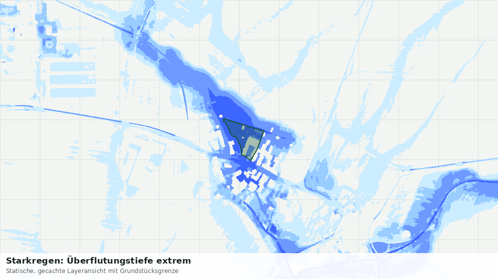 Statische Kartenansicht: Starkregen: Überflutungstiefe extrem