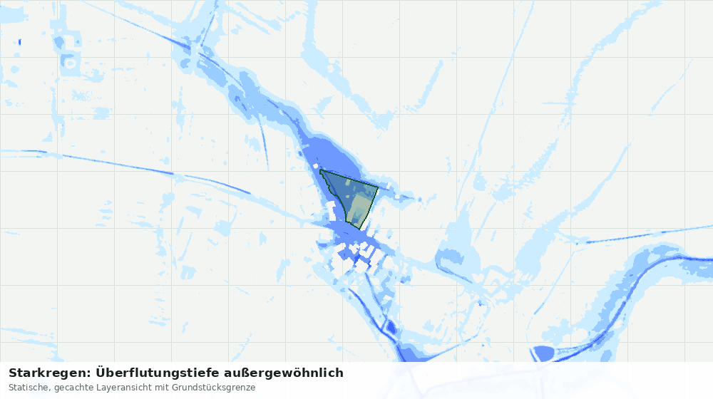 Statische Kartenansicht: Starkregen: Überflutungstiefe außergewöhnlich
