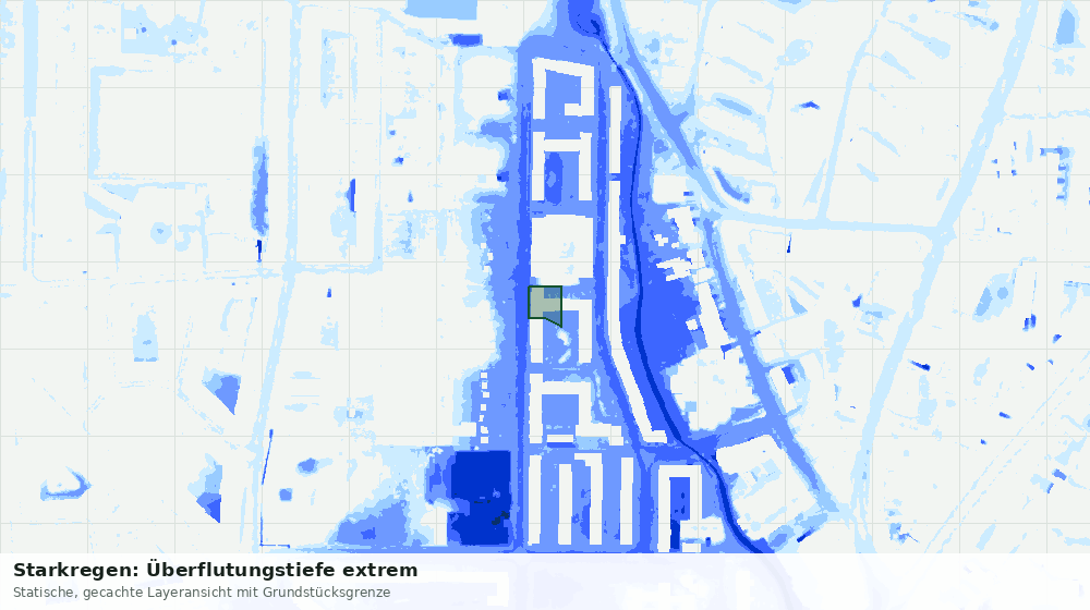 Statische Kartenansicht: Starkregen: Überflutungstiefe extrem