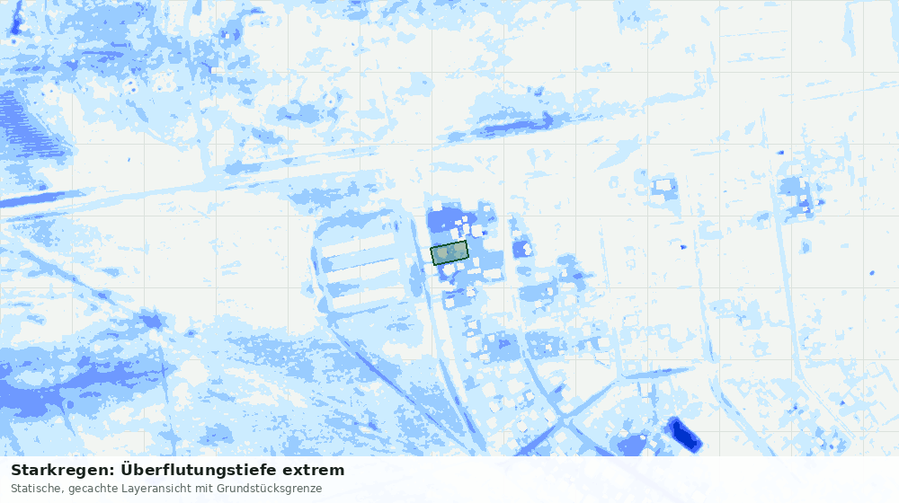 Statische Kartenansicht: Starkregen: Überflutungstiefe extrem