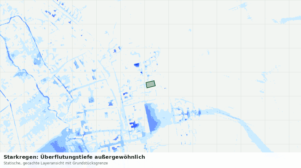 Statische Kartenansicht: Starkregen: Überflutungstiefe außergewöhnlich