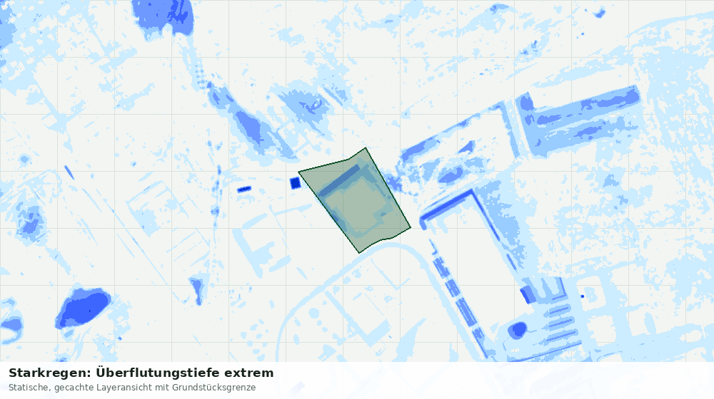 Statische Kartenansicht: Starkregen: Überflutungstiefe extrem