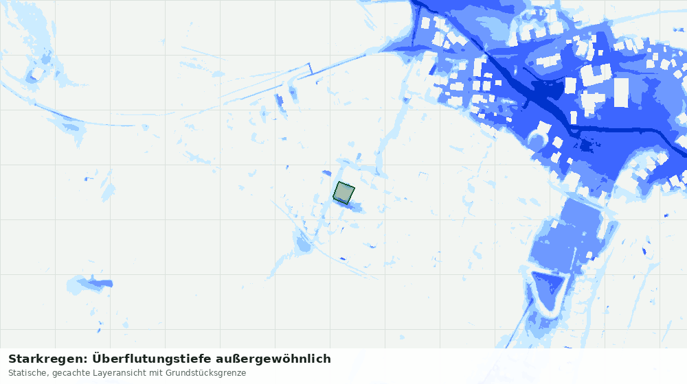 Statische Kartenansicht: Starkregen: Überflutungstiefe außergewöhnlich