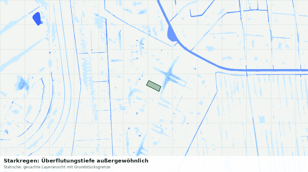 Statische Kartenansicht: Starkregen: Überflutungstiefe außergewöhnlich