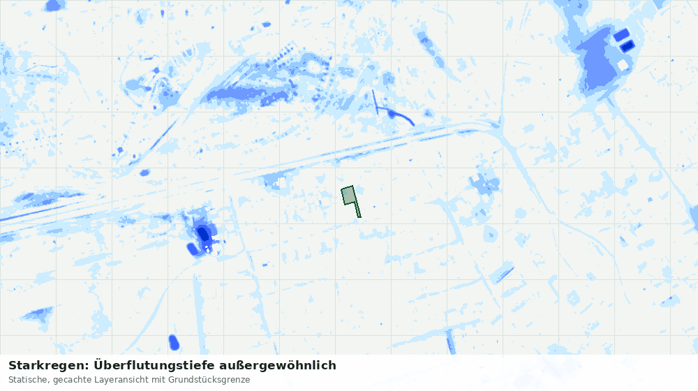 Statische Kartenansicht: Starkregen: Überflutungstiefe außergewöhnlich