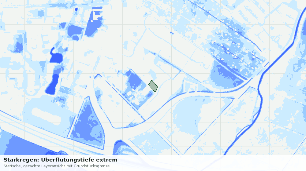 Statische Kartenansicht: Starkregen: Überflutungstiefe extrem
