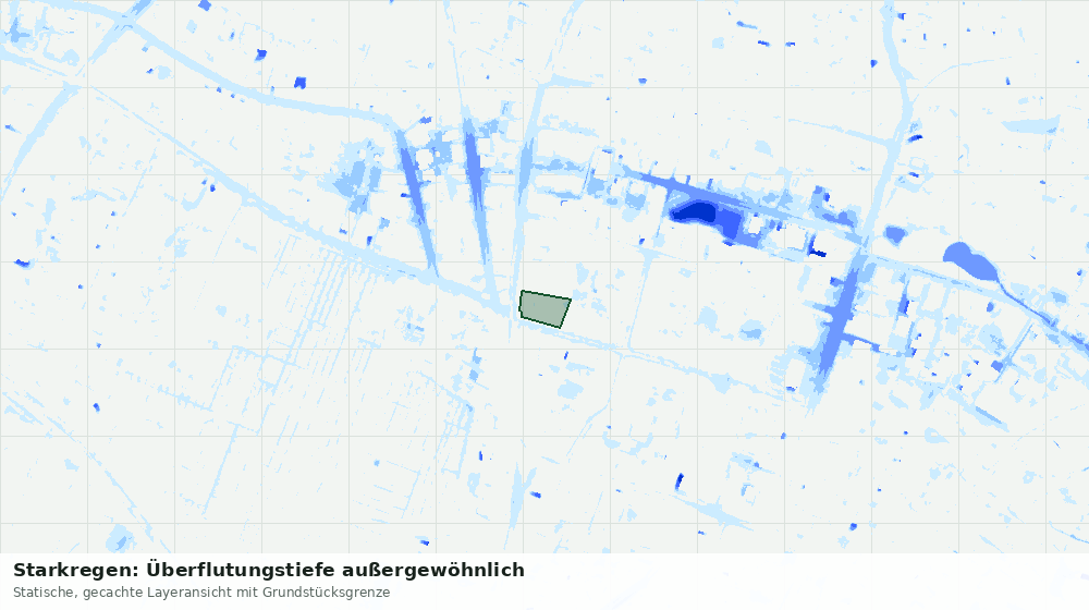 Statische Kartenansicht: Starkregen: Überflutungstiefe außergewöhnlich