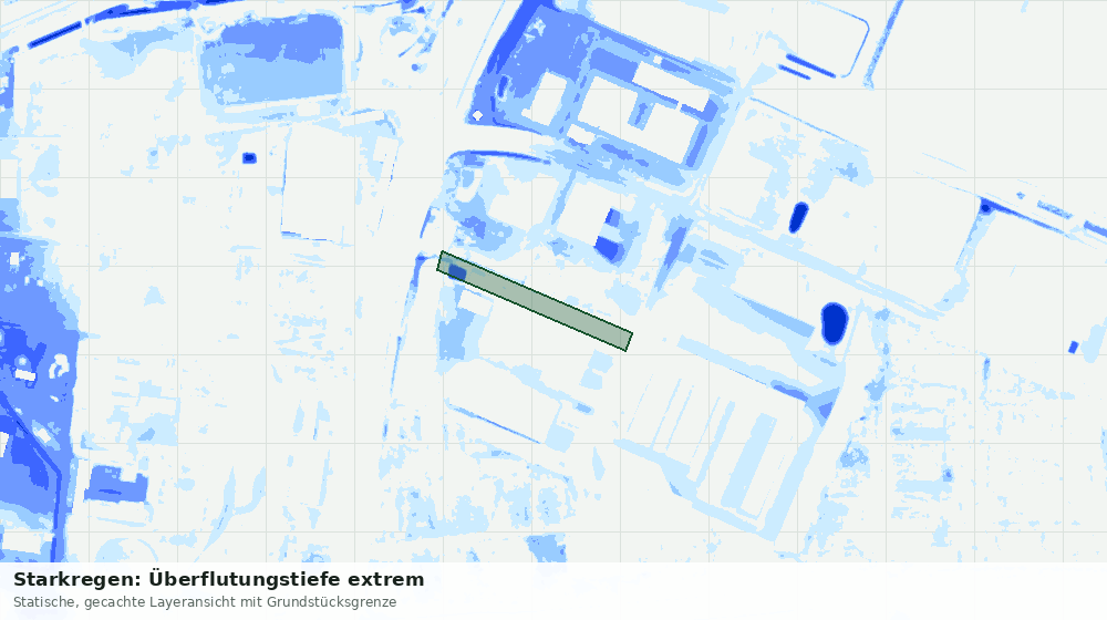 Statische Kartenansicht: Starkregen: Überflutungstiefe extrem